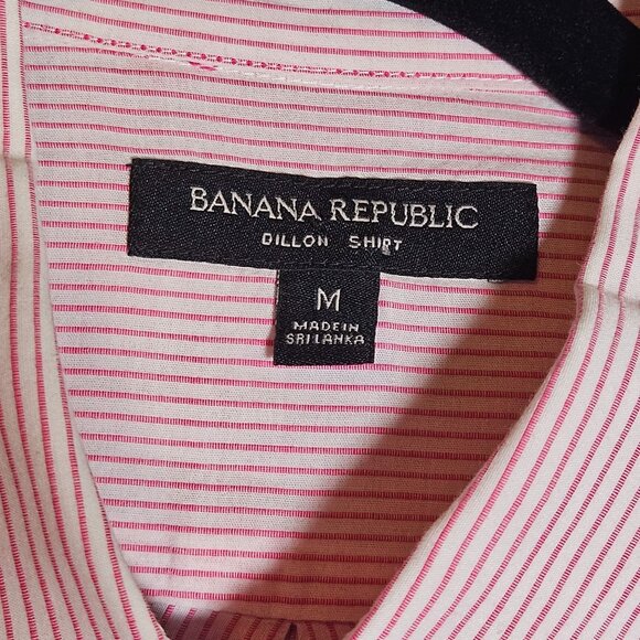 Banana Republic Womans Pink & White Striped Button-Up Shirt Medium - Picture 4 of 12